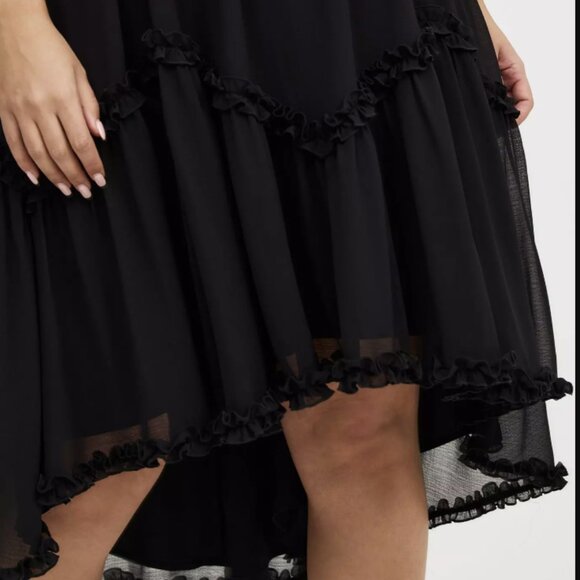 TORRID DEEP BLACK HIGH LOW TIE DETAIL DRESS 2 2X 18 20 - Picture 6 of 7